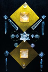 Quartz - pyramids, merkaba, merkavi and sphere, Lemurian Quartz, Lemurian Laser Quartz and Peridot