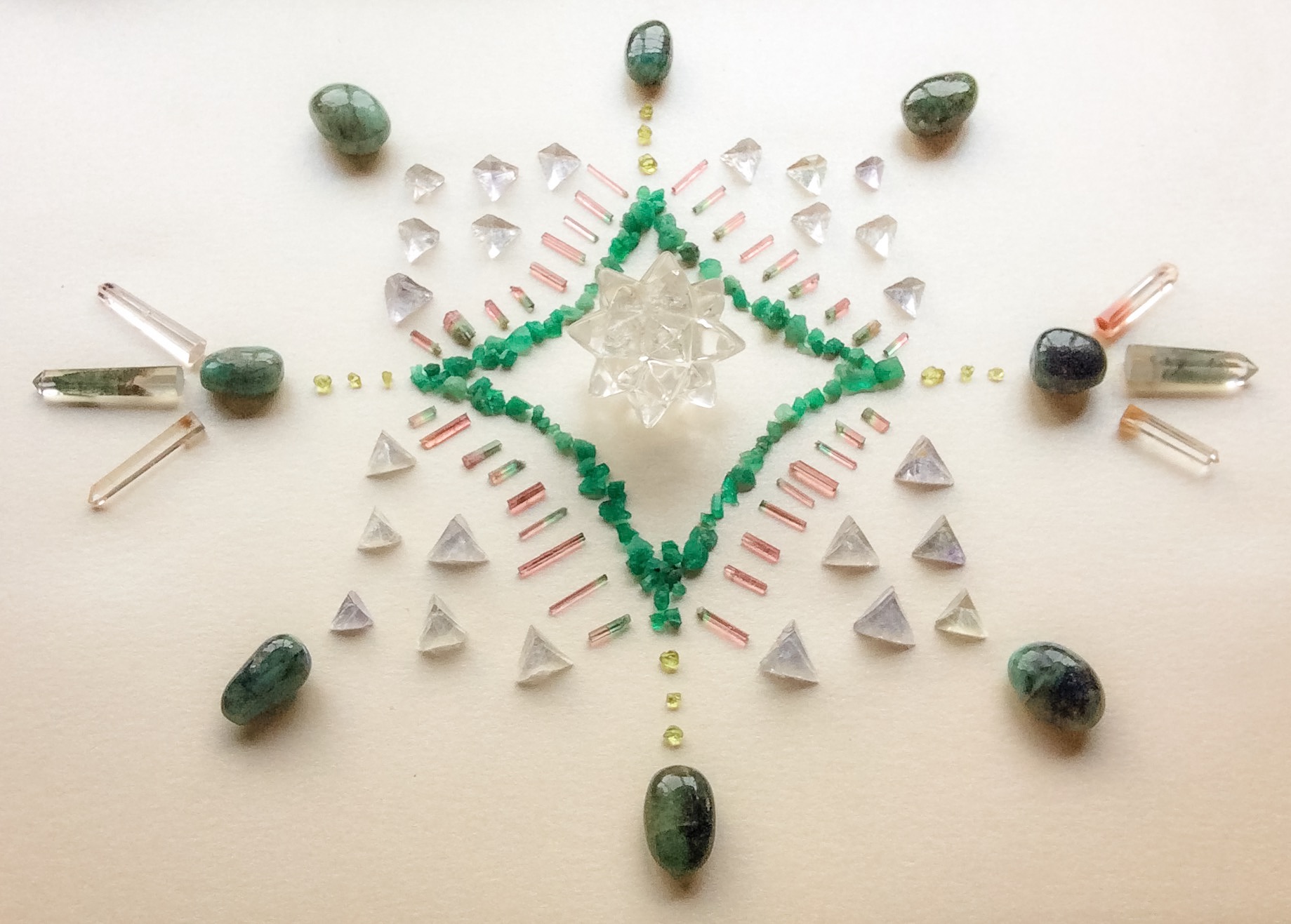 Moravian Star Quartz, Emerald, Bi-color Tourmaline, Peridot, Fluorite and Inclusion Quartz