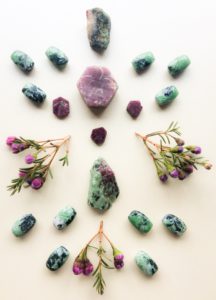 Ruby, Ruby in Zoisite, Zoisite and Wax flowers