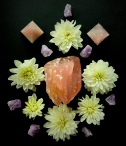 Rose Quartz, Lavender Amethyst and Dahlia