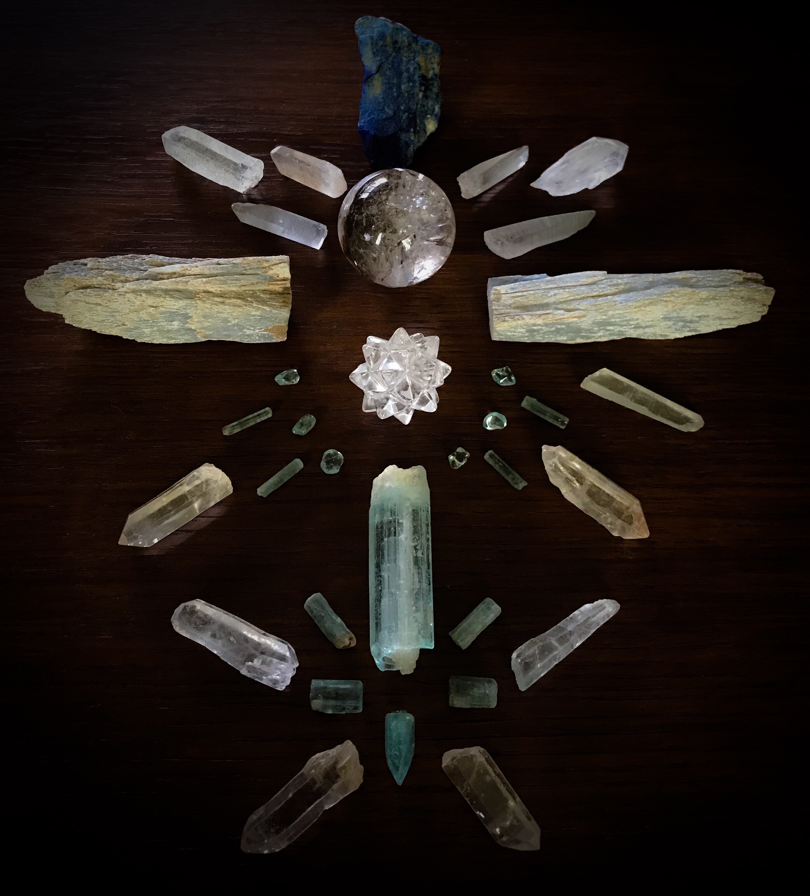 Quartz, Aquamarine, Anhydrite and Lapis Lazuli 
