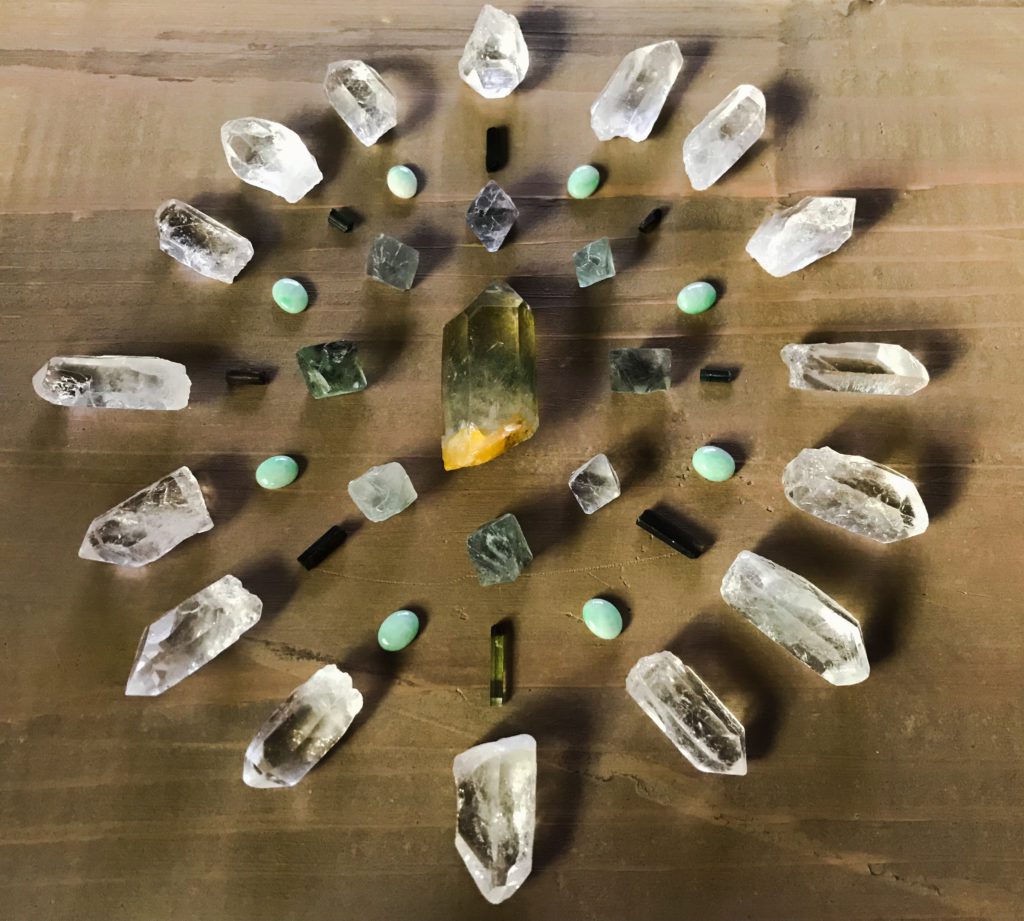 Quartz, Fluorite, Verdelite and Jade