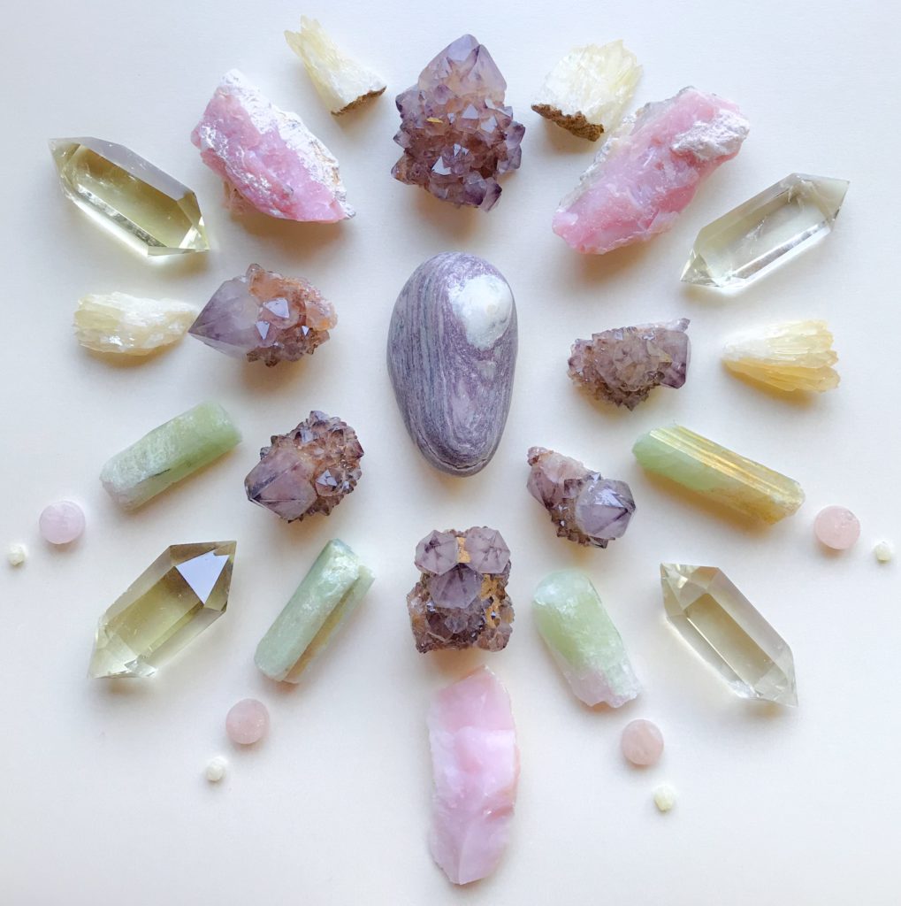 Aroha Stone, Cactus Amethyst, Tourmaline, Pink Andean Opal, Citrine, Morganite, Rhodozite and Honey Calcite