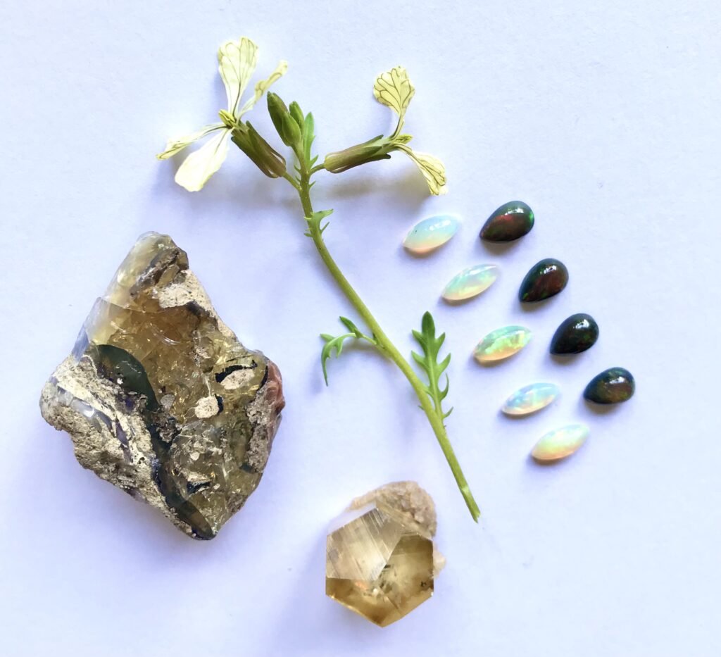 Opal, Honey Calcite, Field Flower