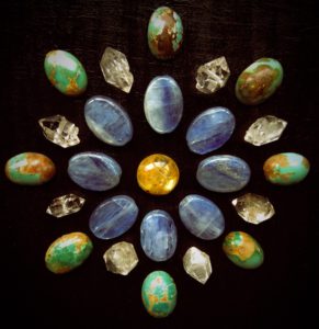 Rutile Quartz, Kyanite, Herkimer Diamond and Turquoise