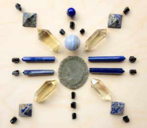 Lapis Lazuli, Blue Lace Agate, Pyrite, Schörl and Citrine