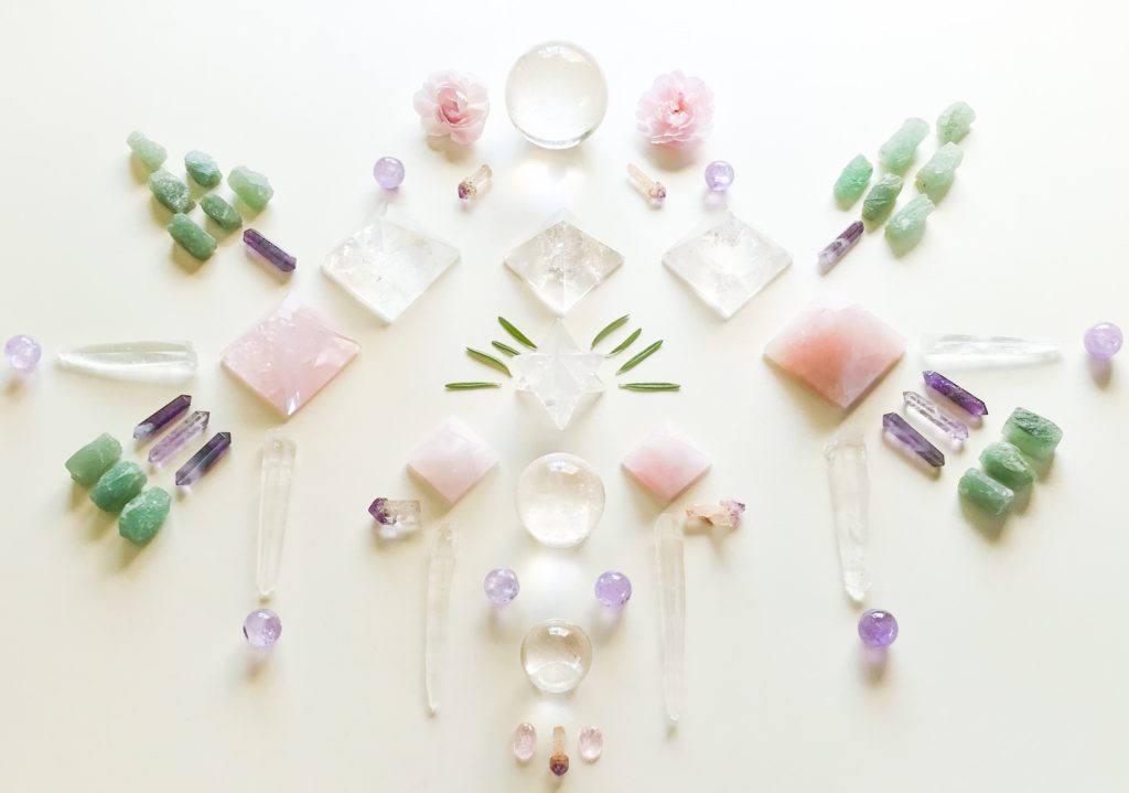 Quartz, Laser Quartz, Rose Quartz, Morganite, Aventurine, Amethyst, Scepter Amethyst, Rosemary and Rose