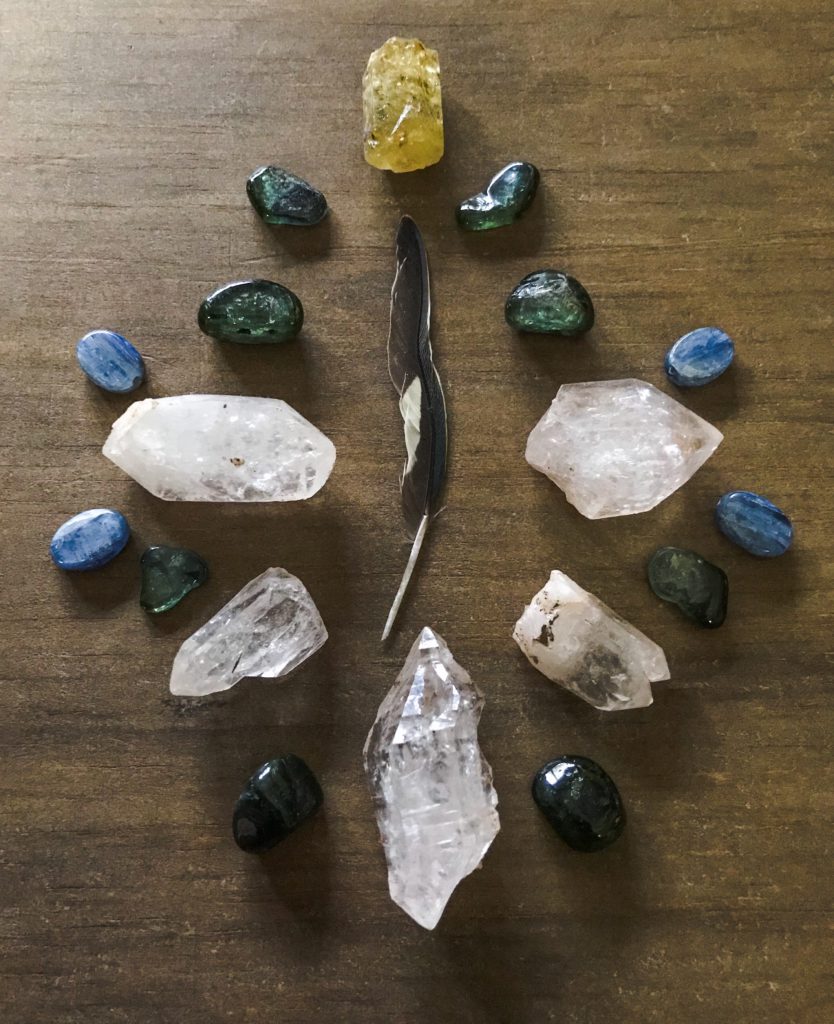 Brazilianite, Verdelite, Quartz, Kyanite and a Feather found