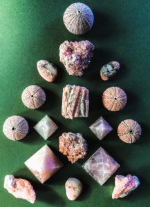 Rubellite in Quartz, Smithsonite, Cobalto Calcite, Rose Quartz, Pink Andean Opal and Sea Urchin
