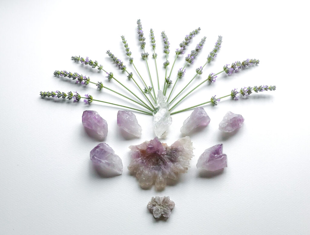Faden Quartz, Amethyst, Amethyst Rose, Aragonite, and Lavender